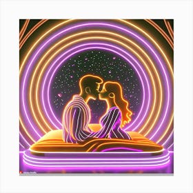 Firefly A Futuristic World, The Couple S Kissing And Sits On A Sleek, High Tech Bed In A Dimly Lit R (5) Canvas Print