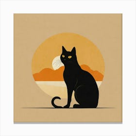 Black Cat At Sunset 3 Canvas Print