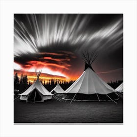 Teepees At Sunset 1 Canvas Print