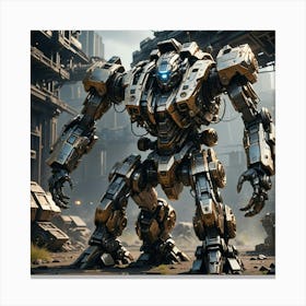 Large Robot In A City Canvas Print