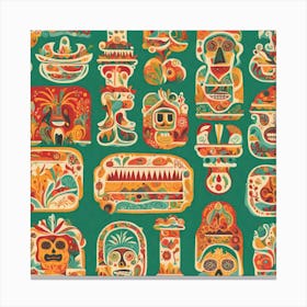 Aztec Masks 1 Canvas Print