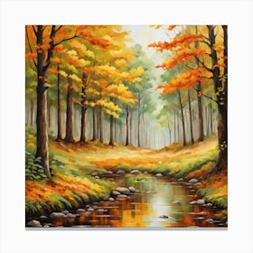 Forest In Autumn In Minimalist Style Square Composition 238 Canvas Print