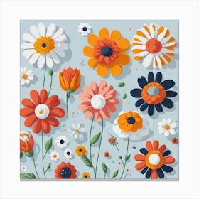 Flowers In Flat Style myluckycharm Canvas Print