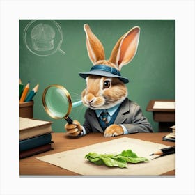 Rabbit With Magnifying Glass 5 Canvas Print