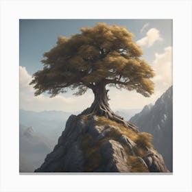 Tree On Top Of Mountain 15 Canvas Print