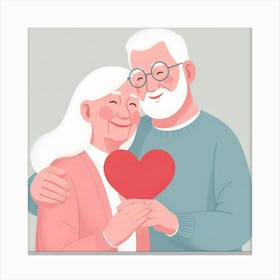 Old Couple Holding A Heart 1 Canvas Print