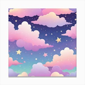 Sky With Twinkling Stars In Pastel Colors Square Composition 306 Canvas Print