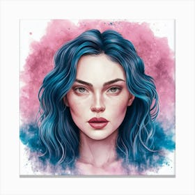 Blue Haired Girl 1 Canvas Print