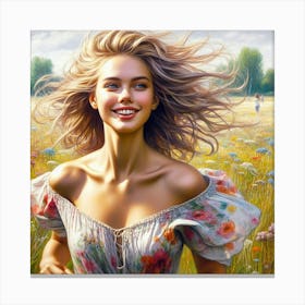 Girl In A Field 2 Canvas Print