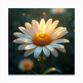 A Radiant Daisy With Petals Of Shimmering, Fractal Light Blooming In A Celestial Garden 1 Canvas Print