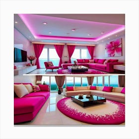 Pink Living Room Canvas Print