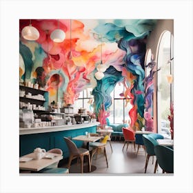 Colorful Cafe Interior Design Canvas Print