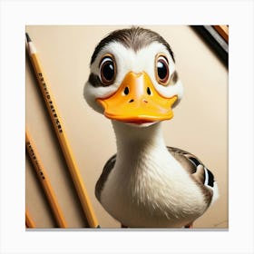 Duck With Pencils Canvas Print