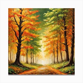 Forest In Autumn In Minimalist Style Square Composition 120 Canvas Print