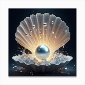 Pearl Shell With Bubbles Canvas Print