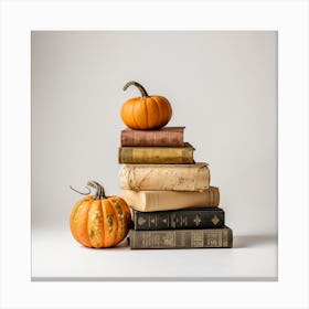 Pumpkins On Books 2 Canvas Print