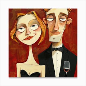 Man And Woman In Tuxedo Canvas Print