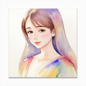 Asian Girl Watercolor Painting 1 Canvas Print