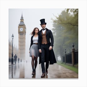 London Couple 1 Canvas Print