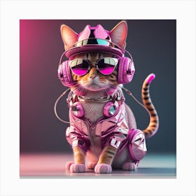 Cat With Headphones 9 Canvas Print