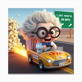 Cartoon Character Driving A Car 1 Canvas Print