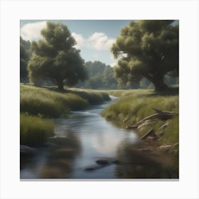 Stream In A Forest 5 Canvas Print