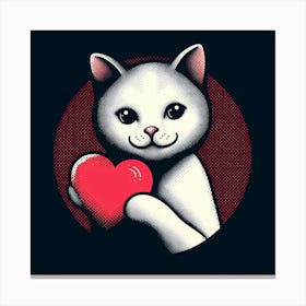 Cat Holding Heart 1 Canvas Print