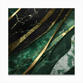 Luxury Abstract Dark Green And Black Marble Canvas Print