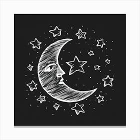 Moon And Stars Canvas Print