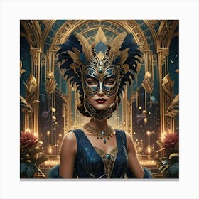 Beautiful Woman In A Mask Canvas Print