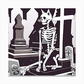 Spooky Skeleton Cat  Canvas Print