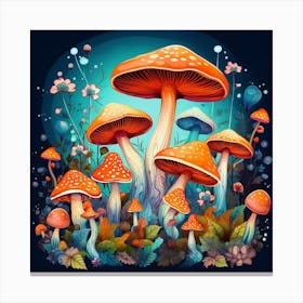 Mushrooms In The Forest 29 Canvas Print