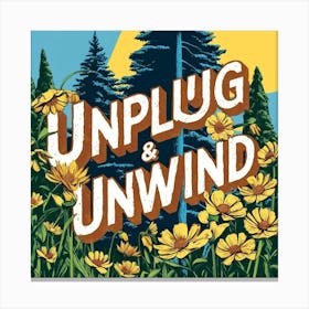 Trees Retro Style Unplug And Unwind Stampe su tela