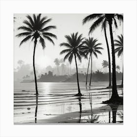 Palm Trees On The Beach 3 Canvas Print