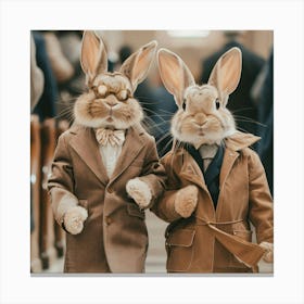 Easter Sunday Celebration With Easter Rabbits Gay Wedding Canvas Print