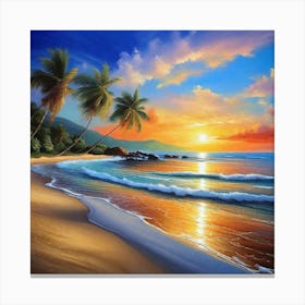 Sunset On The Beach 65 Canvas Print