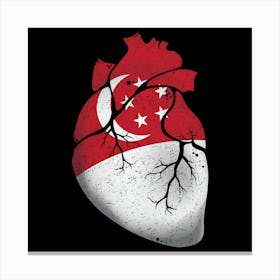 Singapore Heart Flag Canvas Print