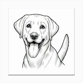 Line Art labrador dog Canvas Print