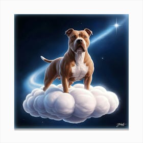 An Exquisite Highly Detailed Illustration Of A Majestic Pitbull Dog On A Cloud 1 Canvas Print