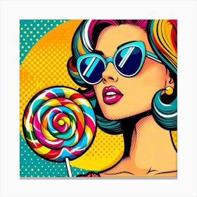 Pop Girl With Lollipop Canvas Print