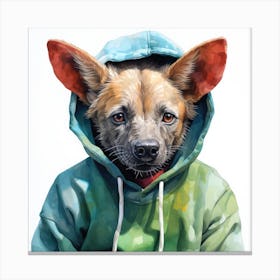 Watercolour Cartoon Hyena In A Hoodie 1 Canvas Print