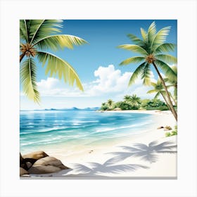 Palm Trees On The Beach 2 Canvas Print