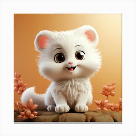 Cute White Cat 9 Canvas Print