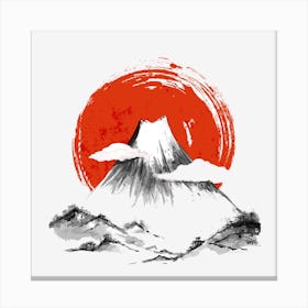 Mount Fuji Mountain Ink Wash Painting Canvas Print