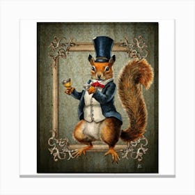 Spectacle Of Sophisticated Squirrels Print Art And Wall Art Canvas Print