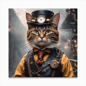 Steampunk Cat in a Suit Canvas Print