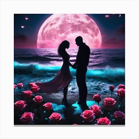 Couple In Love At The Beach Canvas Print