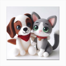 Amigurumi, dog and cat Canvas Print