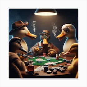 Ducks Playing Poker Canvas Print