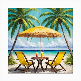 Two Chairs On The Beach 2 Canvas Print